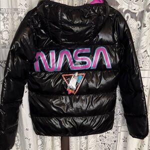 Black NASA Puffer Jacket kids